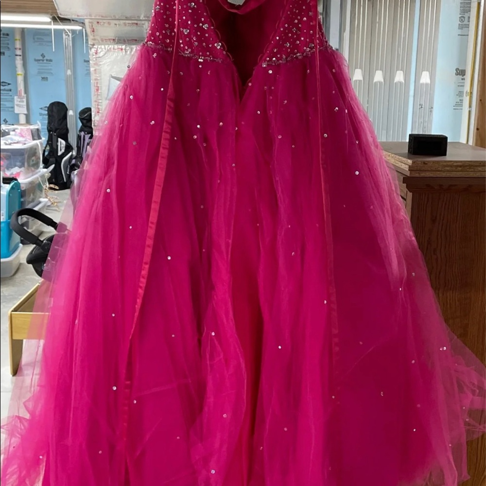 Mori Lee Hot Pink Formal Prom Ball Gown